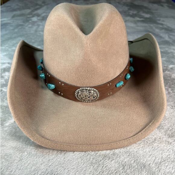 Scala 100% Wool Cowboy Hat Turquoise Concho One Size Western Cowgirl